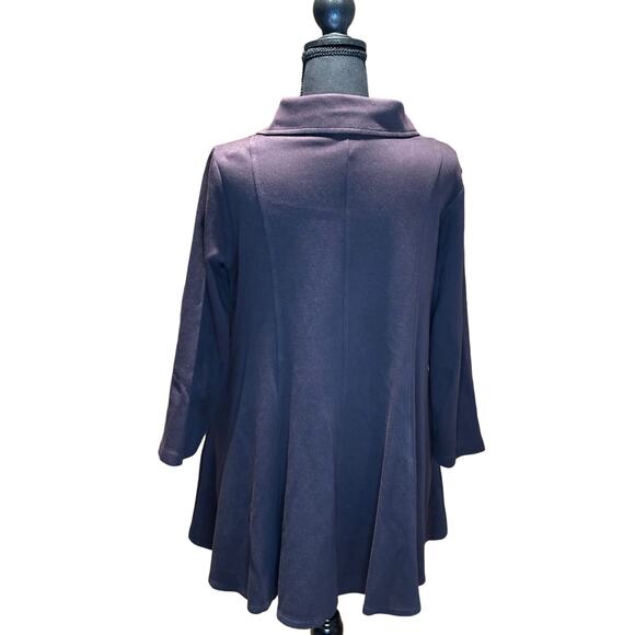 Women's Comfy USA Long Thick Black Cotton Blnd Zip Jacket Lagenlook XS, EUC - Picture 2 of 3